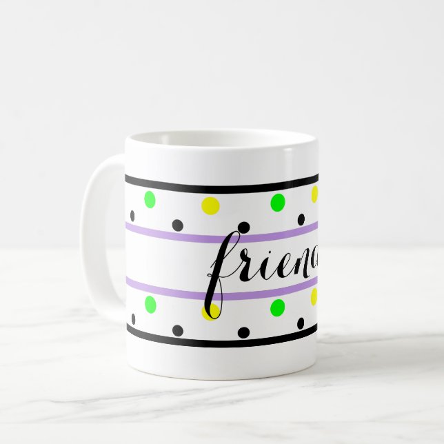 Mug Amis Purple Yellow Green Pois (Devant gauche)