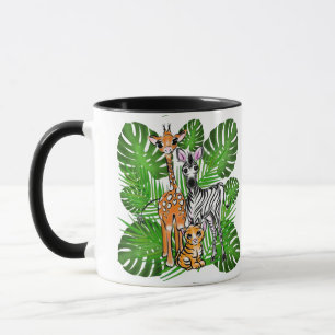 Mug Amis Safari - Giraffe, Zèbre, Tigre, jungle