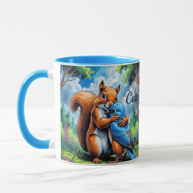 Mug Amitié mignonne entre écureuil et bleu (Gauche)
