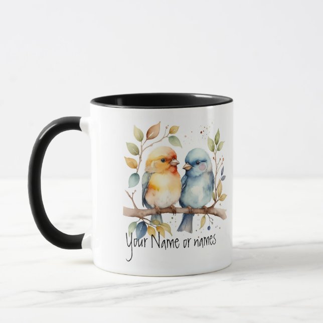 Mug Amitié ou romantique Votre nom Noms Oiseaux Art (Gauche)