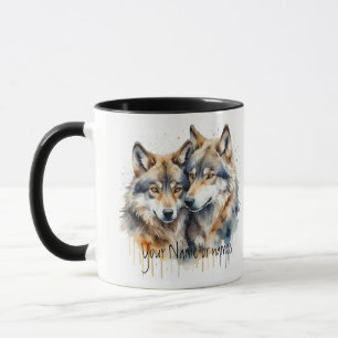 Mug Amitié ou romantique Votre nom ou nom Loup