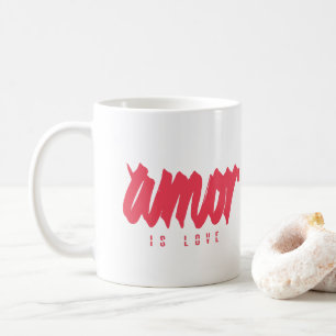 Mug Amor is Love - Moderne Red Graphic Calligraphy