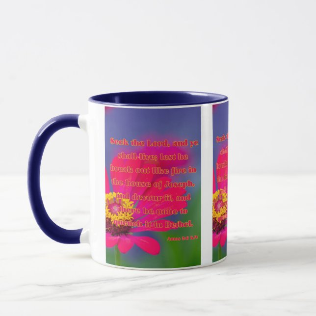 Mug Amos 5:6 KJV Bible Écriture Pic Deux Tons (Gauche)