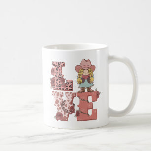 Mug "Amour" à la campagne vintage avec une fille blond