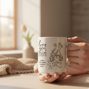 Mug Amour à toi maman minimaliste ligne d'art mère fil