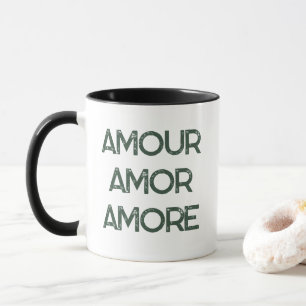 Mug Amour Amor Amore – Texte de typographie romantique