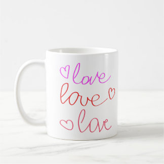 Mug Amour, Amour, Amour dans Messy Cursive Écriture en