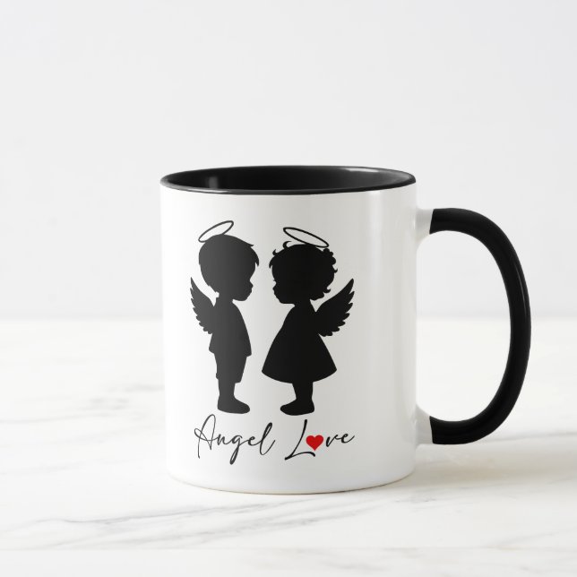 Mug Amour Ange – Conception de Couple d'Anges Mignons (Droite)