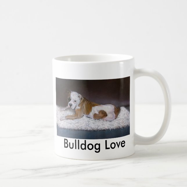 Mug Amour de bouledogue. Peinture américaine de (Droite)