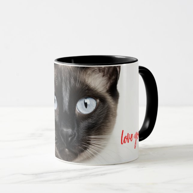 Mug Amour de chats siamois monochrome (Devant droit)