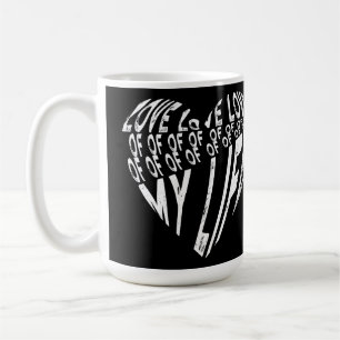 Mug Amour De Ma Vie Design Typographique Noir Et Blanc