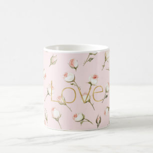 Mug Amour doré rose blush rose floral