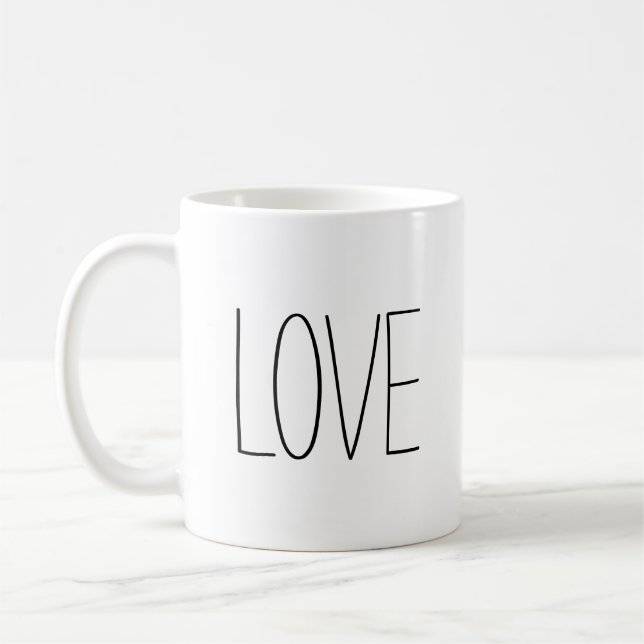 Mug Amour du texte personnalisé simple et doux (Gauche)