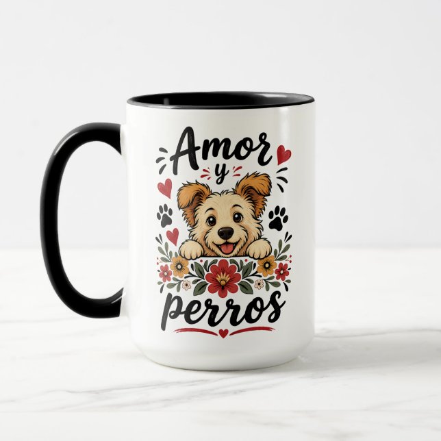 Mug Amour et Chiens Design Amusant pour les Amateurs d (Gauche)
