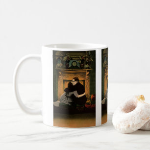 Mug Amour et romance vintage, baiser de cheminée roman