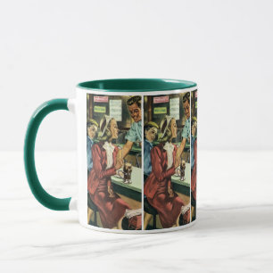 Mug Amour et romance vintage, Dame au magasin de soda