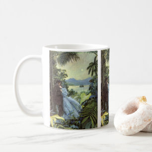 Mug Amour et romance vintage, vue tropicale romantique
