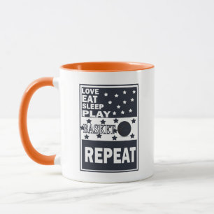 Mug Amour manger dormir jouer basket-ball répéter