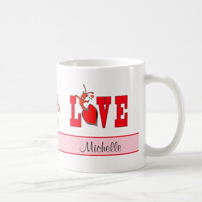 Mug Amour mignon personnalisé de homard d'écrevisses (Droite)