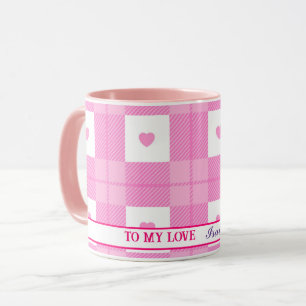 Mug Amour moderne Plaid Pink Heart Collection