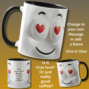 Mug Amour ou café ?  Ajouter un nom Message, Visage ex