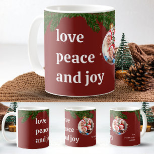 Mug Amour Paix Joie Noël Photo Famille Bordeaux