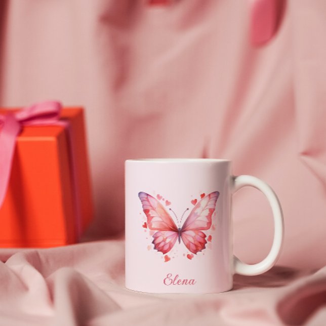 Mug Amour papillon | Feminine | Nom personnalisé (Créateur téléchargé)