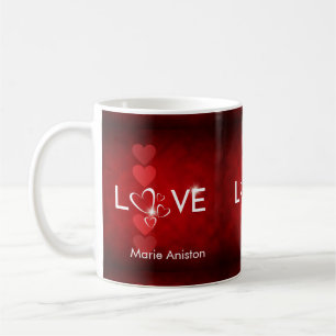 Mug Amour romantique décoratif fantaisie Coeurs rouges