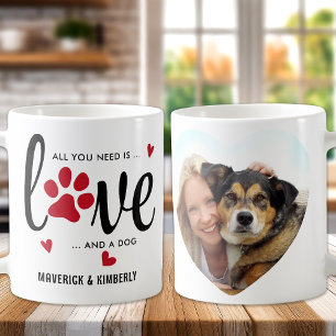 Mug Amour & un chien Personnalisé Coeur Cute Animal Ph