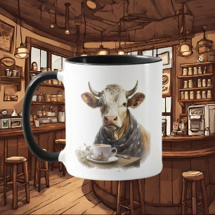 Mug amoureux de la vache mignonne ajouter monogramme