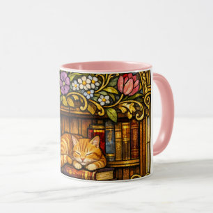 Mug Amoureux de livres et de chats endormis Faux vitra
