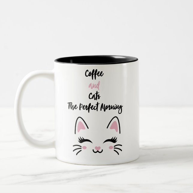 Mug Amoureux des chats amusant - Café et Chats = B (Gauche)