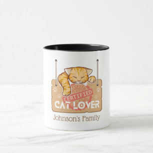 Mug Amoureux des chats certifié avec nom de famille