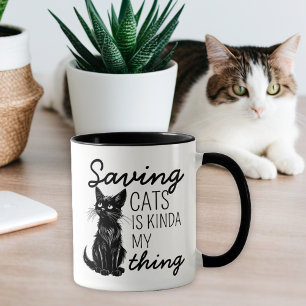 Mug Amoureux des chats de chats à économie noire