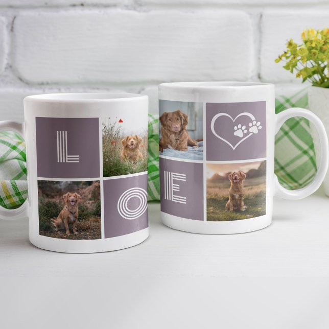 Mug Amoureux des chiens Heart Love Photo Collage (Créateur téléchargé)