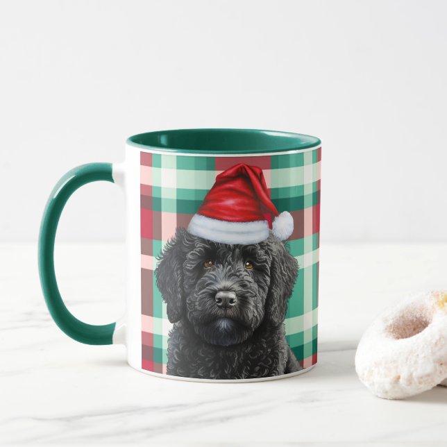 Mug Amoureux des chiens Labradoodle Rouge Vert Vacance (Avec donut)