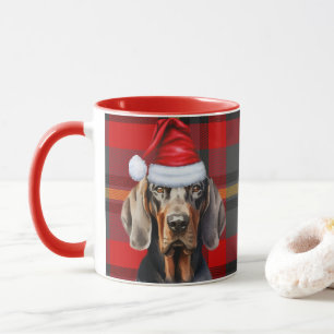 Mug Amoureux des chiens Rouge Plaid Noir Tan Coonhound
