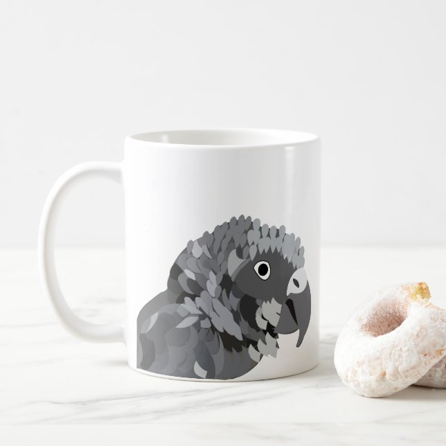 Mug Amoureux des oiseaux d'Afrique de perroquets gris (Avec donut)