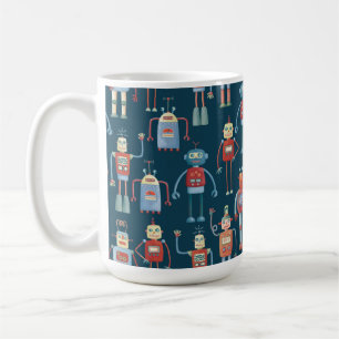 Mug Amusant 1950s Style Rétro Robot Motif foncé