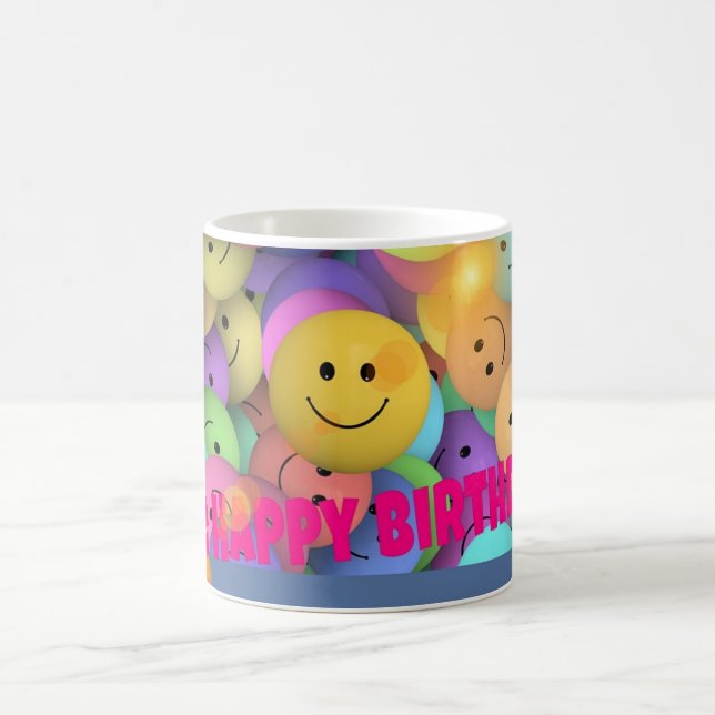 Mug Amusant Ballons souriant Visages heureux voeux d'a (Centre)