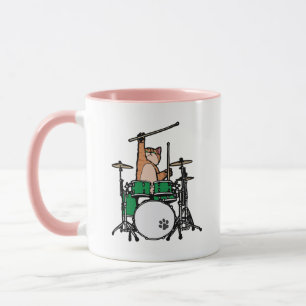 Mug Amusant Chat Jouer Des Tambours, Batteur À Chat, 