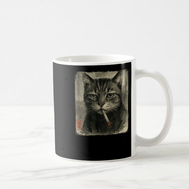 Mug Amusant Chat triste Fumer Cigarette Mème Lover Sum (Droite)