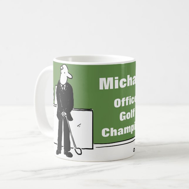Mug Amusant design pour le golfeur. Golfeur de bureau (Devant gauche)