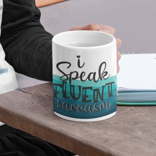 Mug Amusant Je parle couramment sarcasme ondes bleues (Créateur téléchargé)