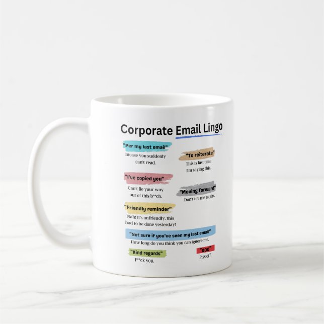 Mug Amusant Lingo d'e-mail d'entreprise (Gauche)
