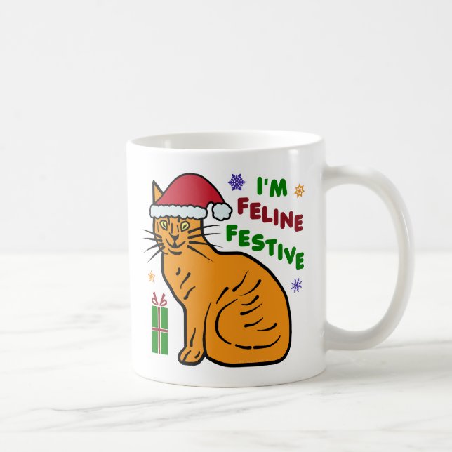 Mug Amusant Noël Chat Feline Festif Jeu de Fêtes (Droite)