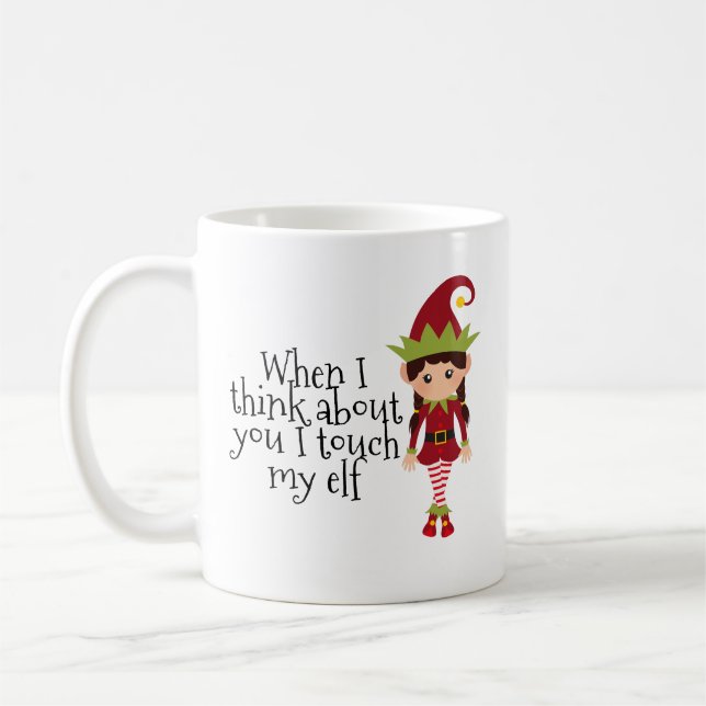 Mug Amusant Noël Toucher Mon Elfe Vacances (Gauche)