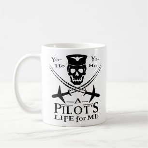 Mug Amusant pilote Skull Cross Airplanes Pirate Humour