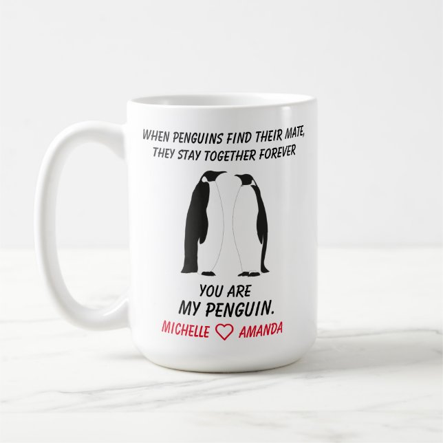 Mug Amusant pingouins Mug, cadeau pour elle ou lui, (Gauche)
