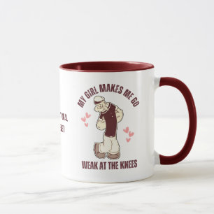 Mug Amusant Saint-Valentin Homme Fort Faible Aux Genou